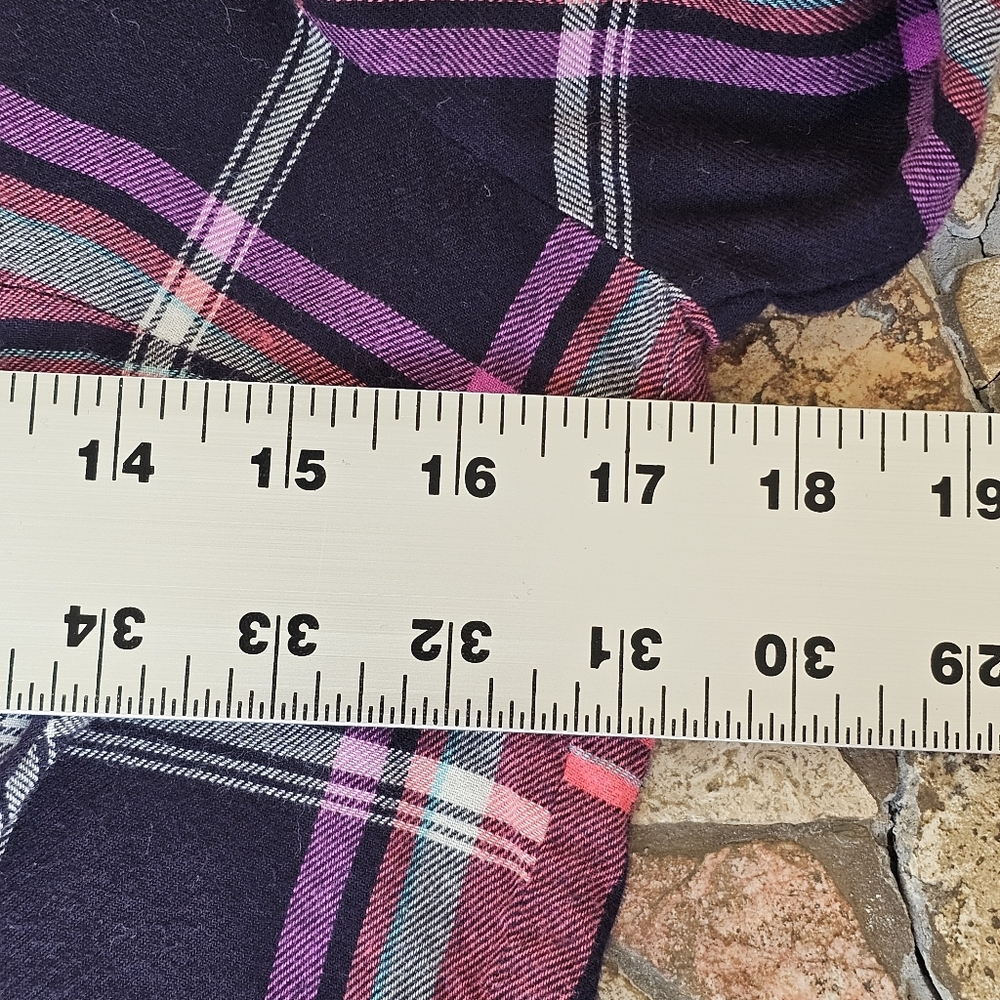 EXPRESS Pink Purple Plaid Flannel Corset Lace-Up Button-Down Shirt Size Small - Picture 11 of 12